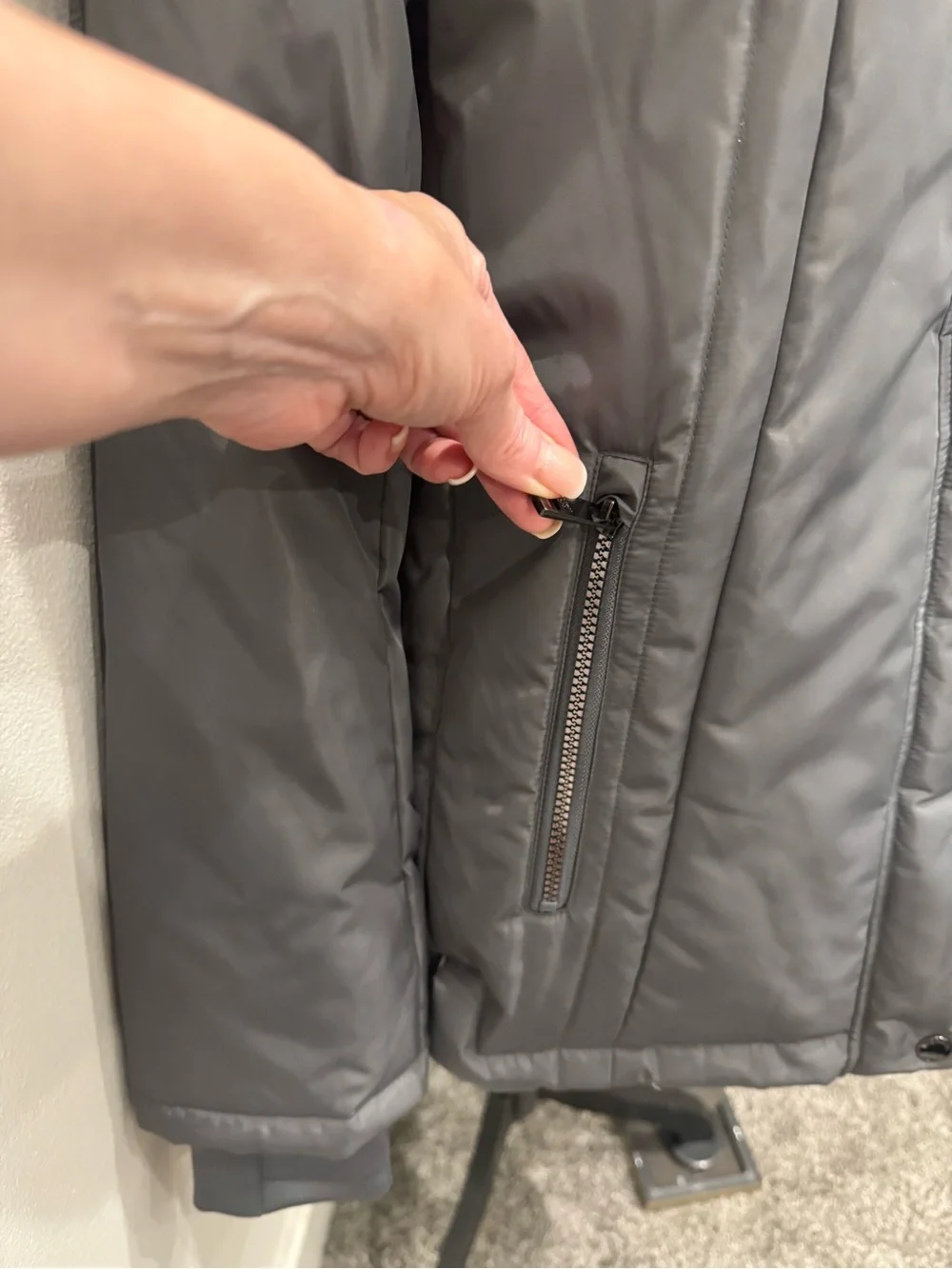 Michael Kors Gray Faux-Fur Collar Puffer Coat
